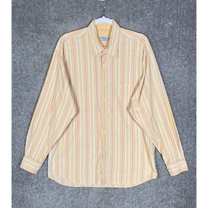 Ferrioni Collection Pastel Striped Button Up Shirt Mens Size G Large Scottie Dog